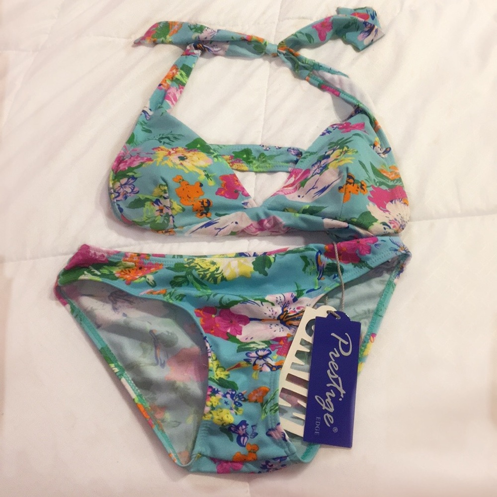 2 piece tropical bathing suit